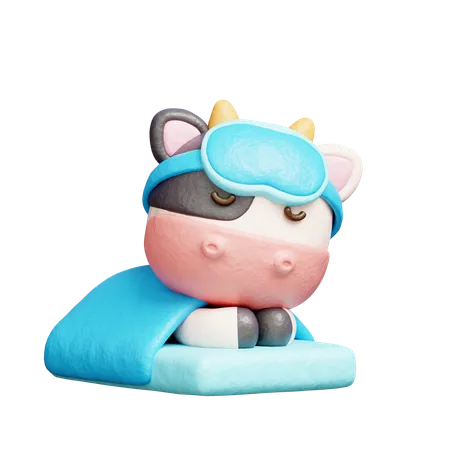 Free Cute Cow Sleeping  3D Illustration