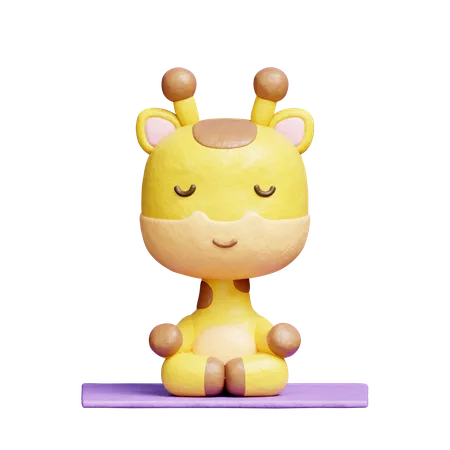 Free Cute Giraffe Meditation Yoga  3D Illustration