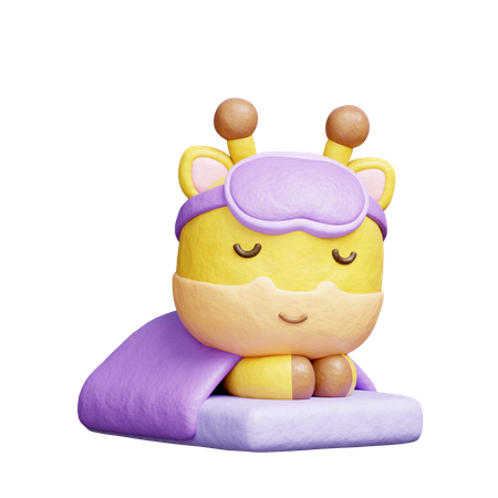 Free Cute Giraffe Sleeping  3D Icon
