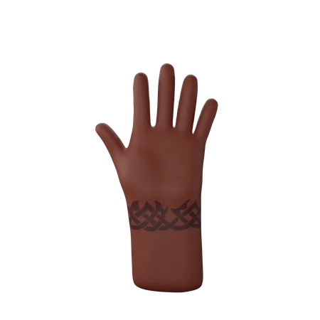 Free Detener el gesto de la mano con tatuaje en la mano  3D Illustration
