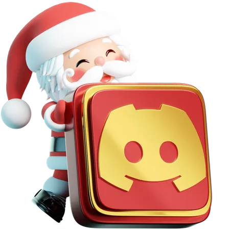 Free Discord Features Santa Cheerfully Holding The Discord Logo Amidst A Christmassy Atmosphere Creating A Playful And Festive 3 D Icon 3D Icon
