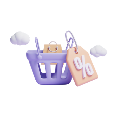 Free Discount Basket  3D Icon