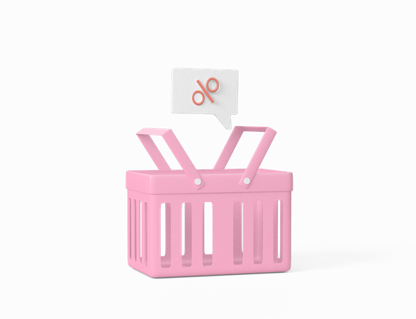 Free Discount On Shopping Cart  3D Icon