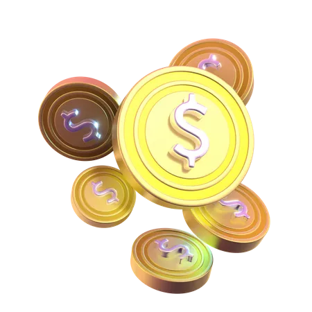 Free Dollar Coins  3D Icon