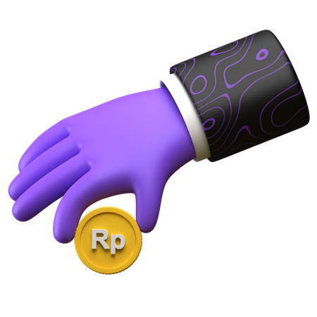 Free Donner une pièce de Rupiah  3D Icon