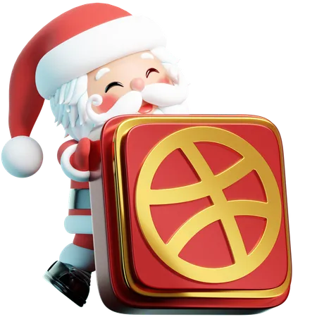 Free Dribbble Presents Santa Adorned With The Dribbble Logo Within A Festive 3 D Landscape Merging Creative Design With Holiday Joy 3D Icon