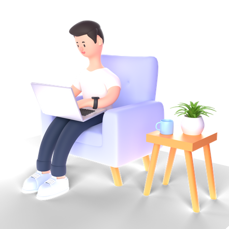 Free Empresario trabajando en la computadora portátil  3D Icon