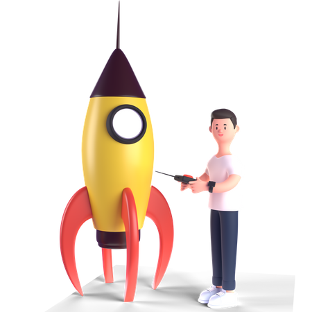 Free Empresario trabajando en la puesta en marcha de un negocio  3D Icon