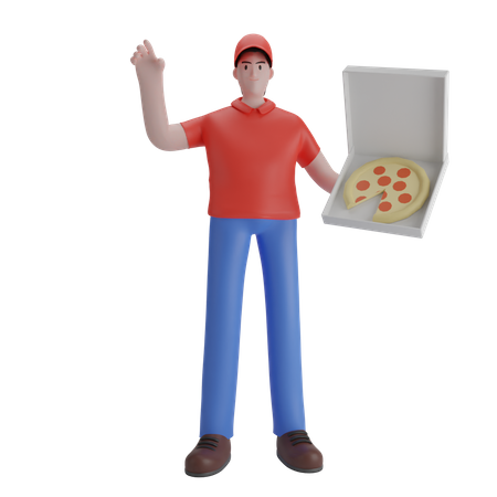 Free Entregador de pizza masculino  3D Illustration