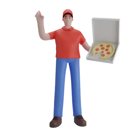 Free Entregador de pizza masculino  3D Illustration