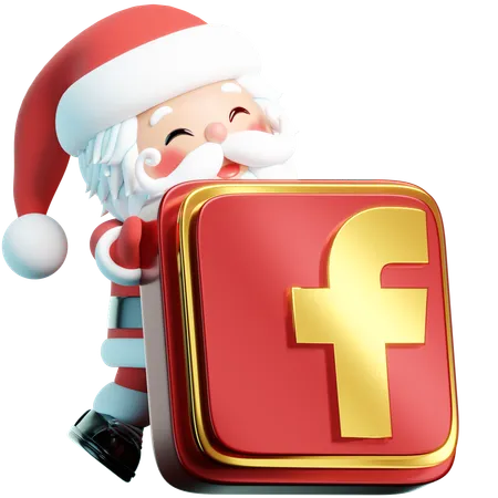 Free Facebook Displays Santa Alongside The Iconic Facebook Logo In A Jubilant 3 D Environment Embodying Shared Memories And Festive Connections 3D Icon