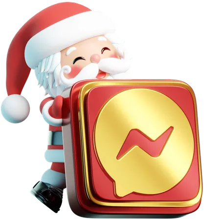 Free Messenger Features Santa Holding The Facebook Messenger Logo In A Lively 3 D Scene Uniting Instant Communication With Festive Spirit 3D Icon