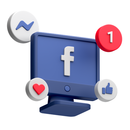 Free Facebook no monitor de desktop  3D Icon