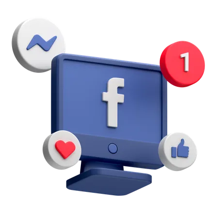 Free Facebook no monitor de desktop  3D Icon