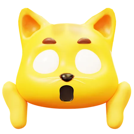 Free Cute Cartoon 3 D Fear Orange Cat Head Emoji Emoticon Funny Icon Set Front Face With Various Emotions 3D Icon