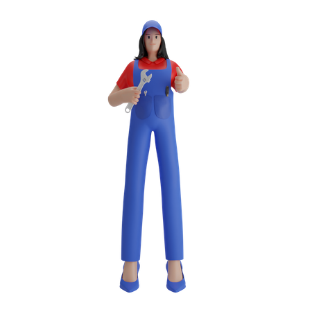 Free Female mechanic  3D Icon