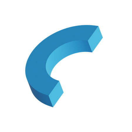 Free Flat Half Donut  3D Icon