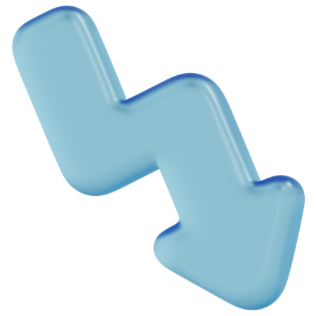 Free Flecha de tendencia de vidrio azul hacia abajo  3D Icon