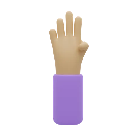 Free Four Finger Gesture  3D Illustration