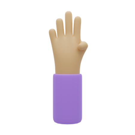 Free Four Finger Gesture  3D Illustration