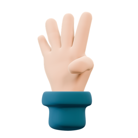 Free Four Fingers Hand Gesture  3D Icon