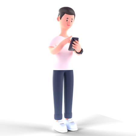 Free Geschäftsmann im Chat am Telefon  3D Illustration