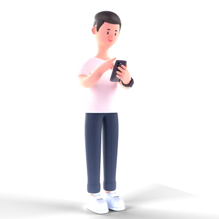 Free Geschäftsmann im Chat am Telefon  3D Illustration