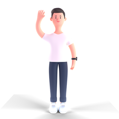 Free Geschäftsmann, der mit der Hand winkt  3D Illustration