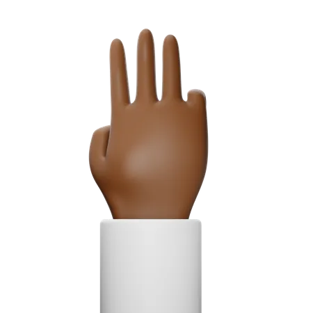 Free Gesto de la mano con tres dedos  3D Icon