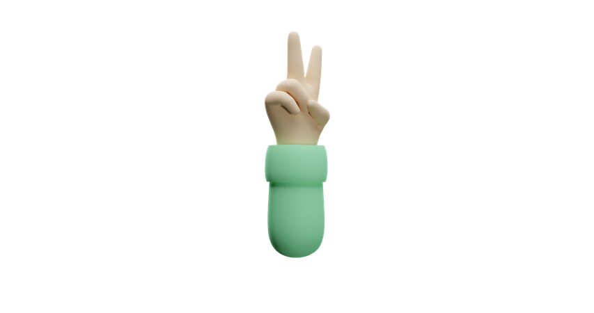 Free Gesto de paz con la mano  3D Illustration