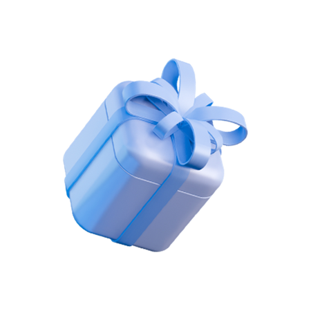 Realistic blue gift box with ribbon. 3D rendering. PNG Icon on transparent  background. 13484901 PNG