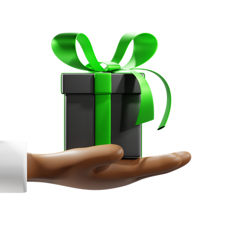 Free Gift Box With Hand  3D Icon