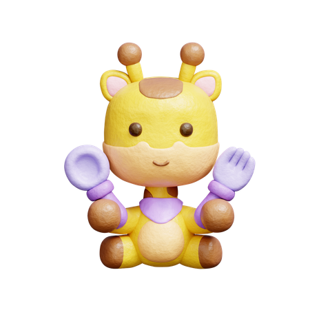 Free Girafa fofa comendo  3D Icon