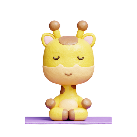 Free Girafa fofa meditação yoga  3D Icon