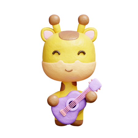 Free Girafa fofa tocando violão  3D Icon
