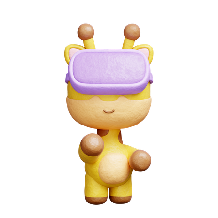 Free Girafa fofa usando fone de ouvido de realidade virtual  3D Icon