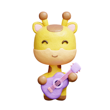 Free Girafe mignonne jouant de la guitare  3D Illustration