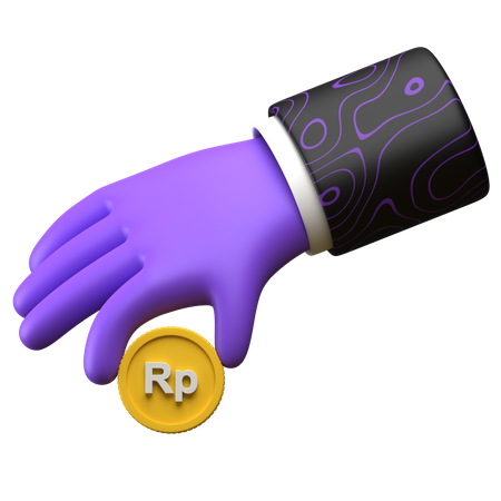 Free Giving Rupiah coin  3D Icon