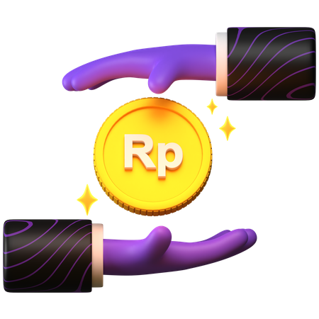 Free Giving Rupiah coin  3D Icon