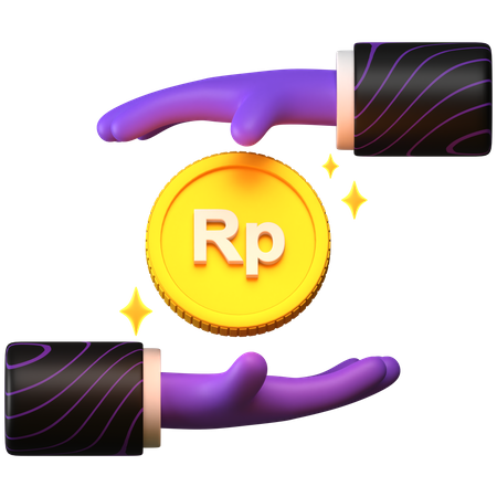 Free Giving Rupiah coin  3D Illustration