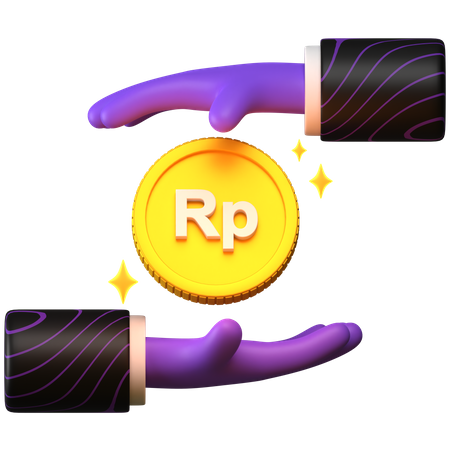 Free Giving Rupiah coin  3D Illustration