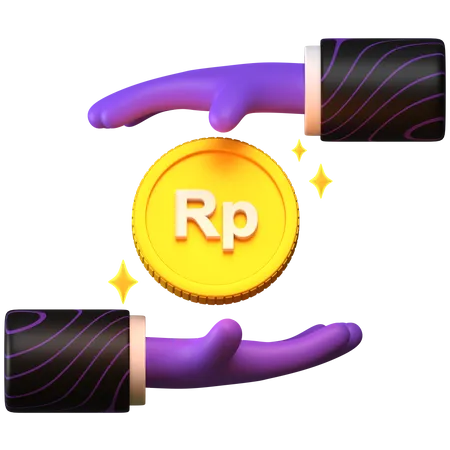 Free Giving Rupiah coin  3D Illustration