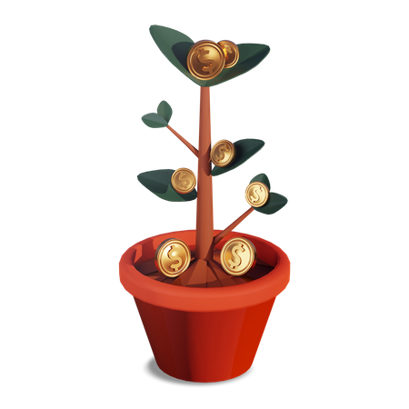 Free Gold Dollar Coin Plant  3D Icon