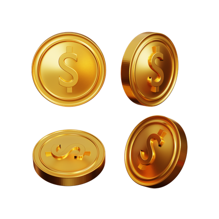 Free Gold Dollar Coins  3D Illustration