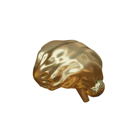 Free Golden Brain  3D Icon