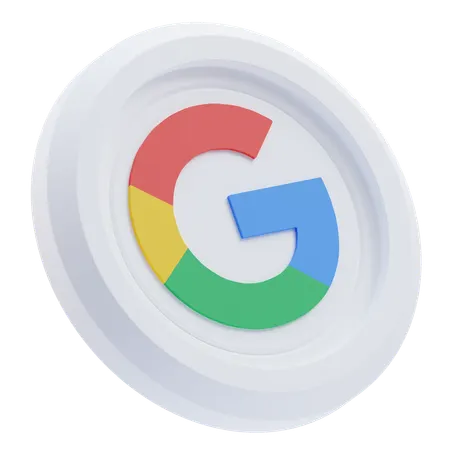 Free Google-Logo auf weißer runder Münze  3D Icon