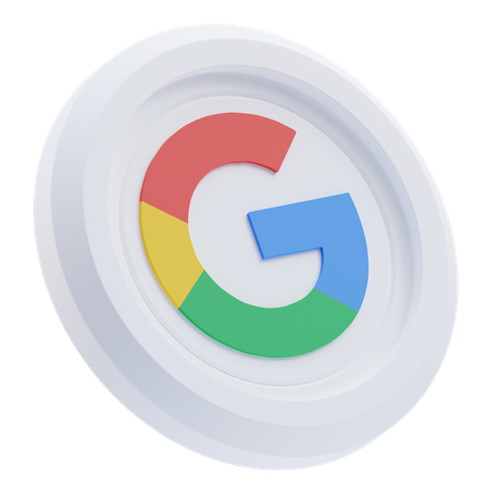 Free Google Logo on White Circular Coin  3D Icon
