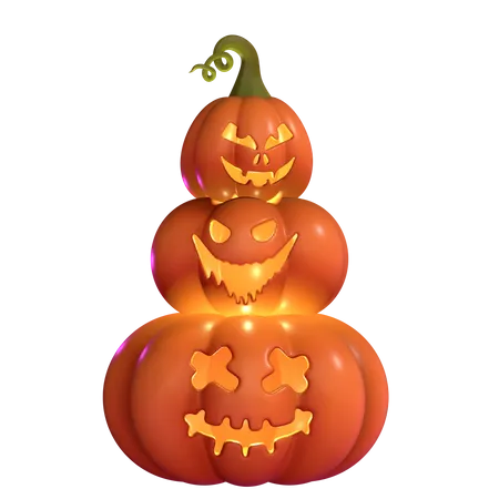 Free Unleash The Halloween Fun With This Free Stacked Spooky Pumpkin Faces 3 D Asset Create A Ghoulishly Charming Atmosphere In Your Designs Without Any Cost Download It Now And Get Ready To Spookify Your Projects 3D Icon
