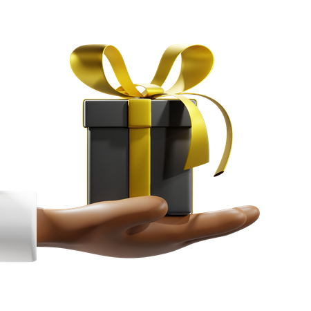 Free Hand Holding Black Friday Gift Box  3D Icon