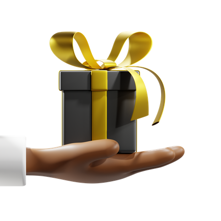Free Hand Holding Black Friday Gift Box  3D Icon